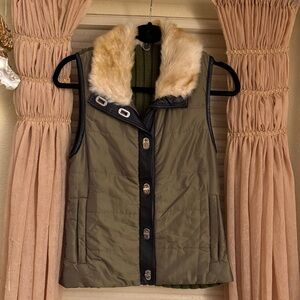 One Girl Who Vest with Faux Fur Collar